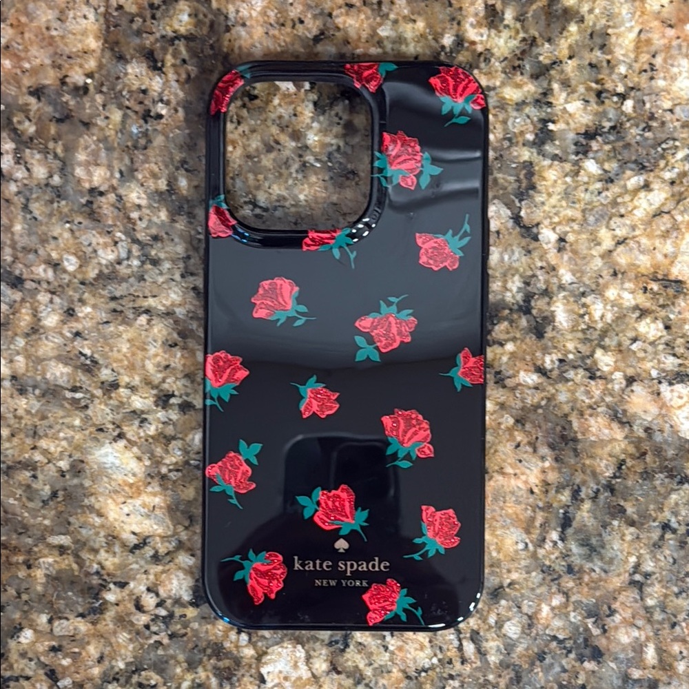 Kate Spade iPhone 14 Pro Case with Red Rose Pattern